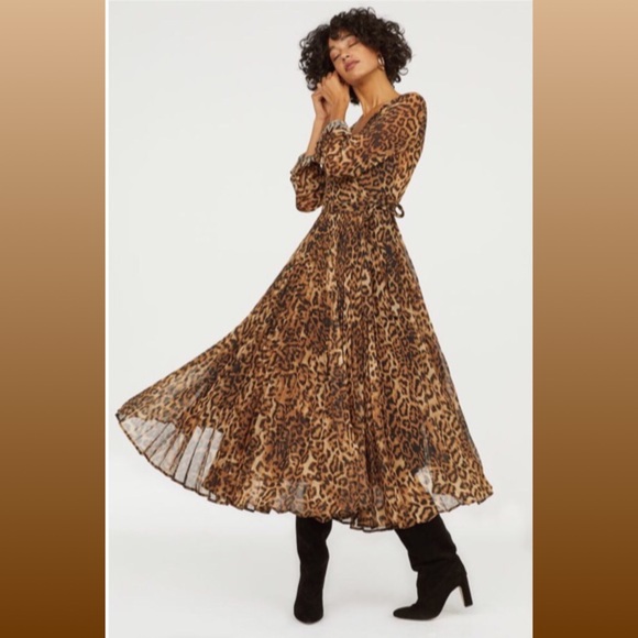 h&m pleated wrap dress